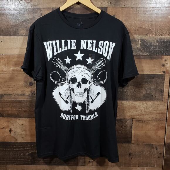 Zion Rootswear Other - Willie Nelson born for trouble skull guitar graphic t-shirt NWT men's size small